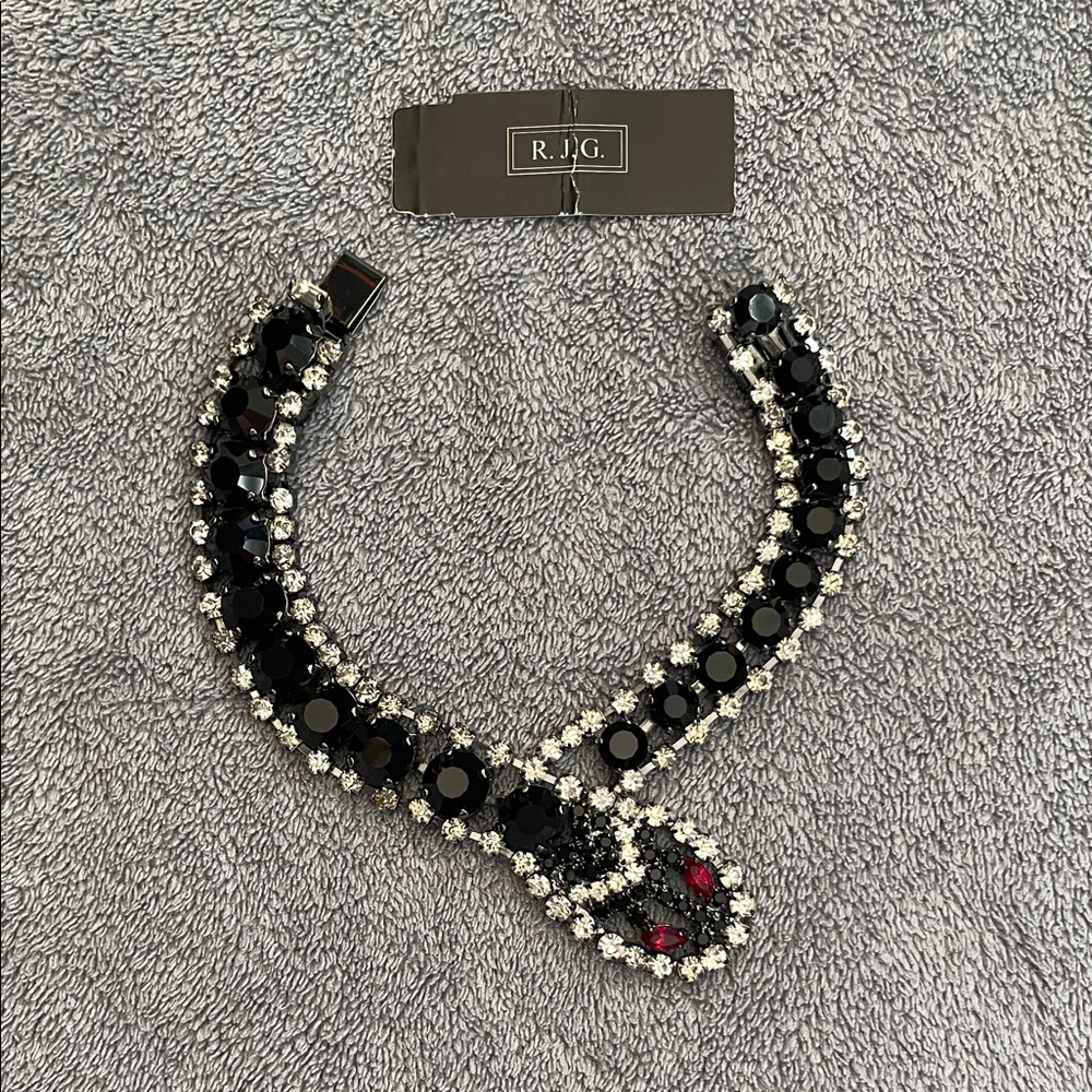 Black and Crystal Snake Bracelet